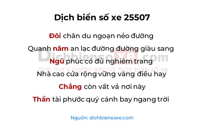 Dịch thơ biển số 25507