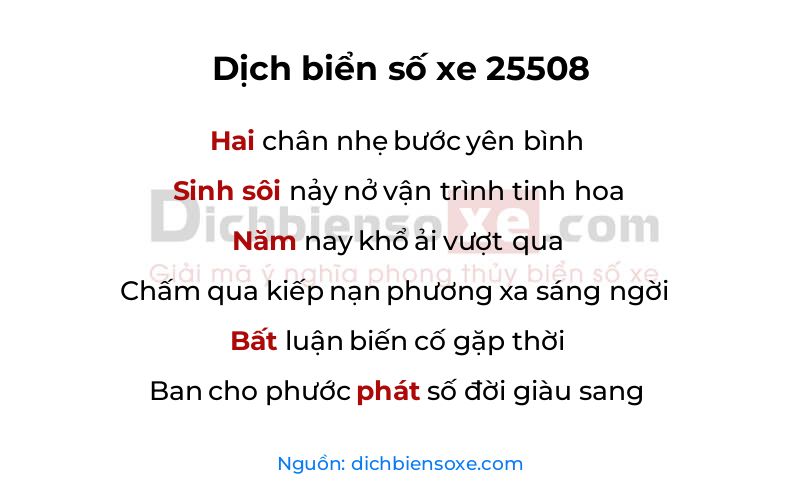 Dịch thơ biển số 25508
