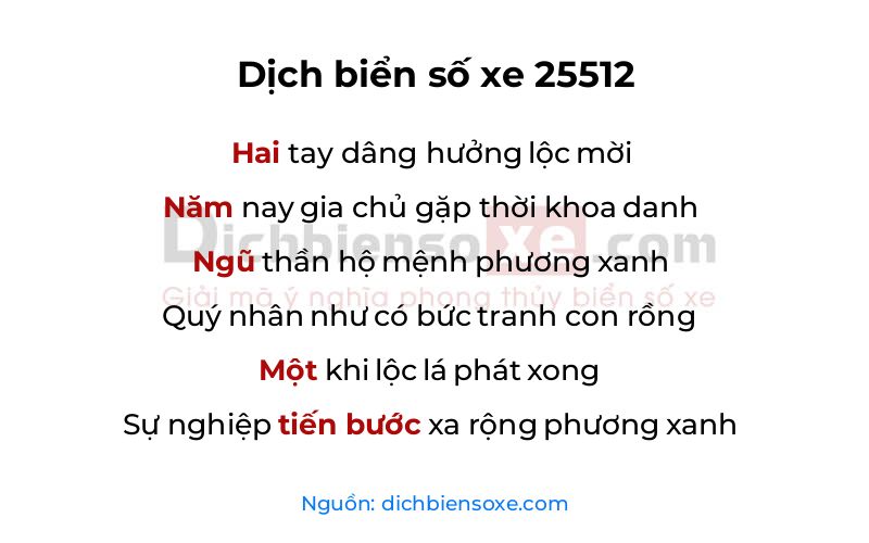 Dịch thơ biển số 25512