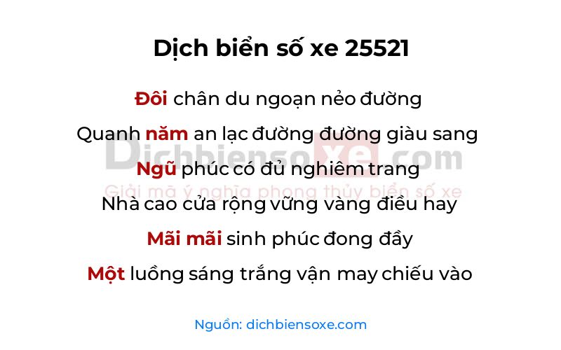 Dịch thơ biển số 25521