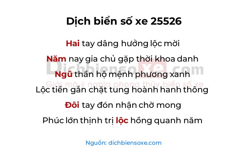 Dịch thơ biển số 25526