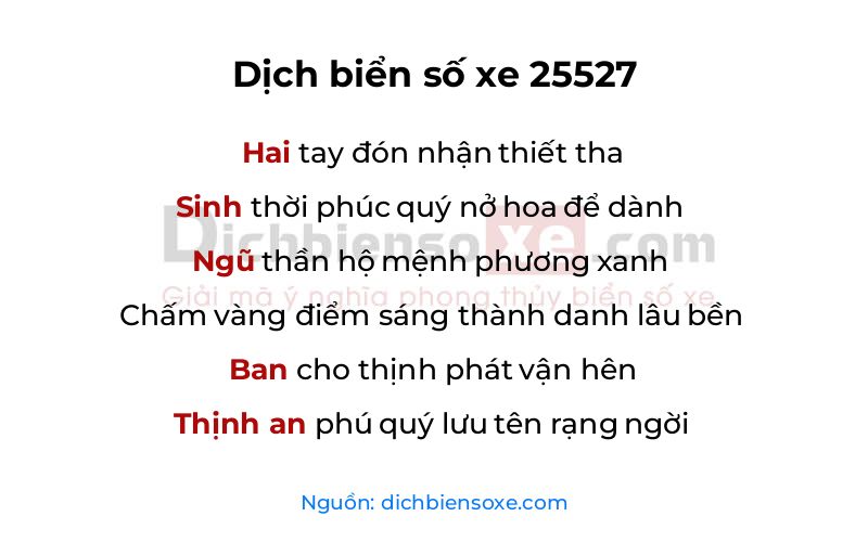 Dịch thơ biển số 25527