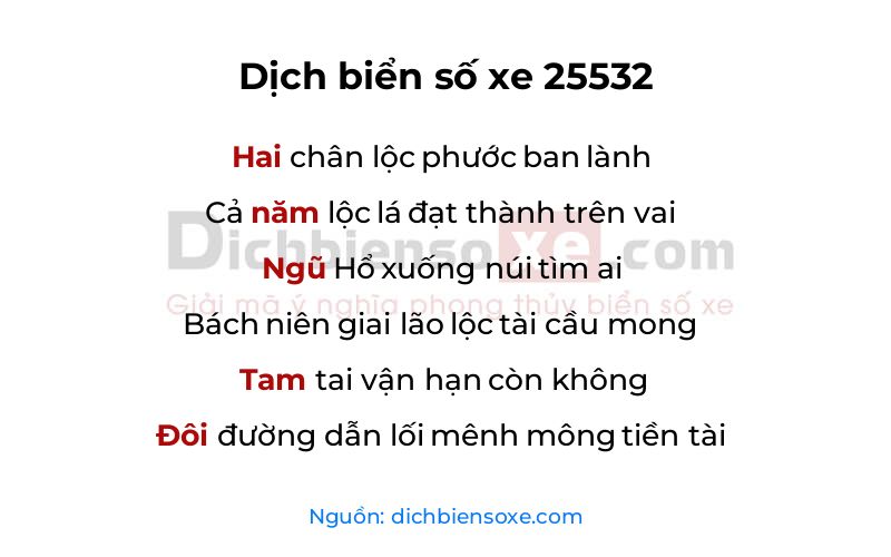 Dịch thơ biển số 25532