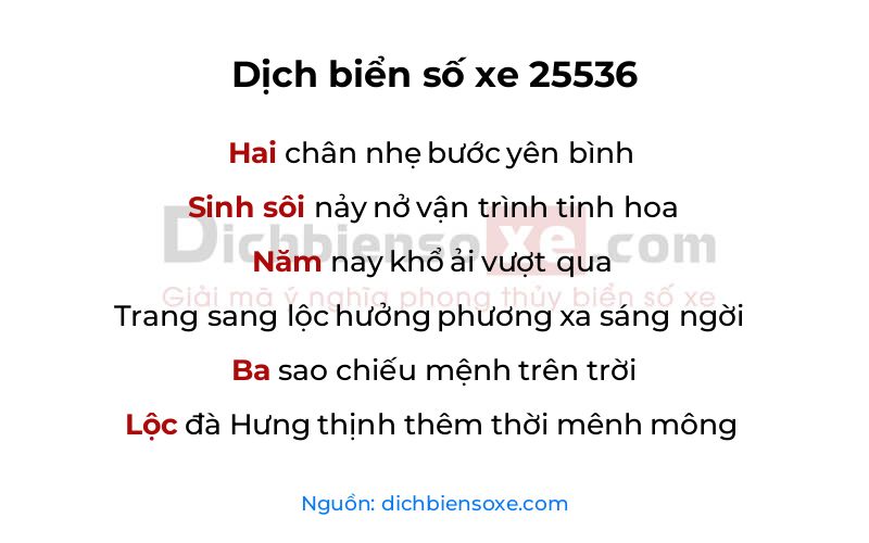 Dịch thơ biển số 25536