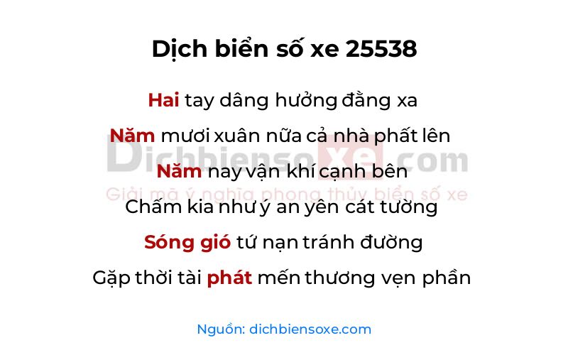 Dịch thơ biển số 25538