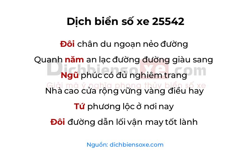 Dịch thơ biển số 25542