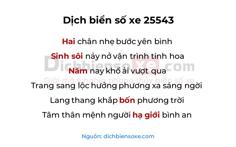 Dịch thơ biển số 25543