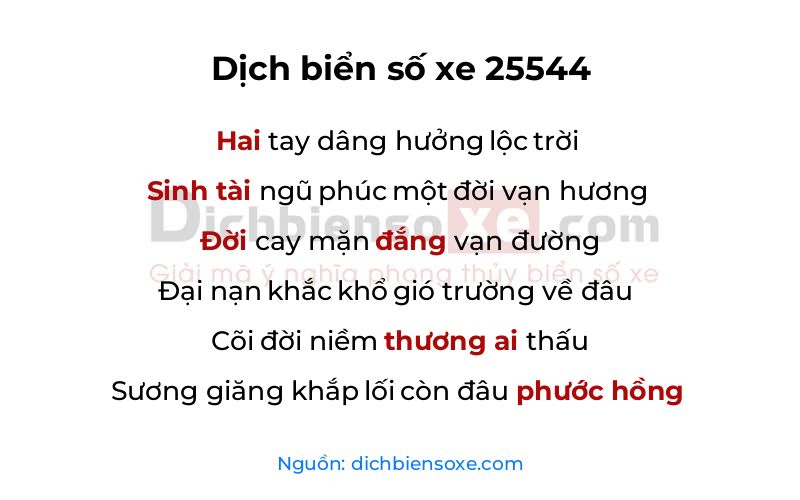 Dịch thơ biển số 25544