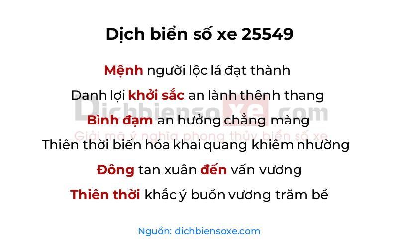 Dịch thơ biển số 25549