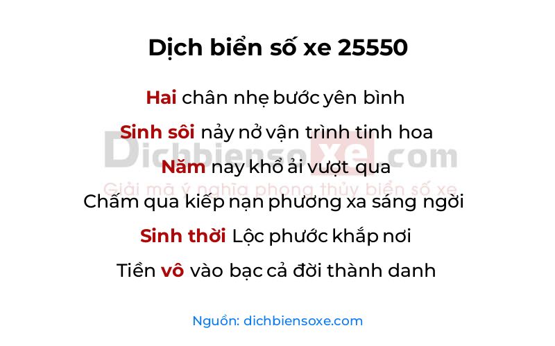Dịch thơ biển số 25550