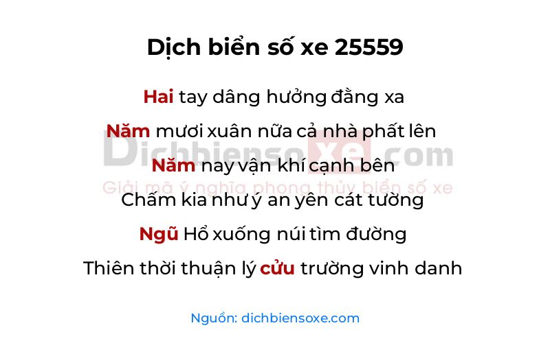 Dịch thơ biển số 25559