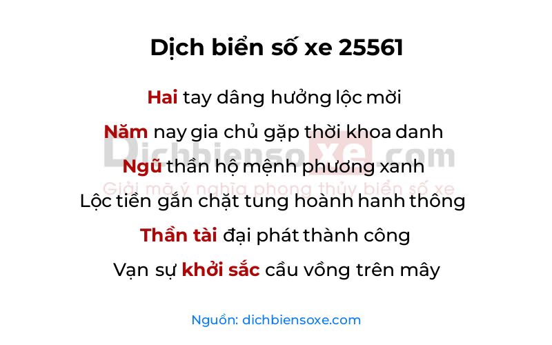 Dịch thơ biển số 25561