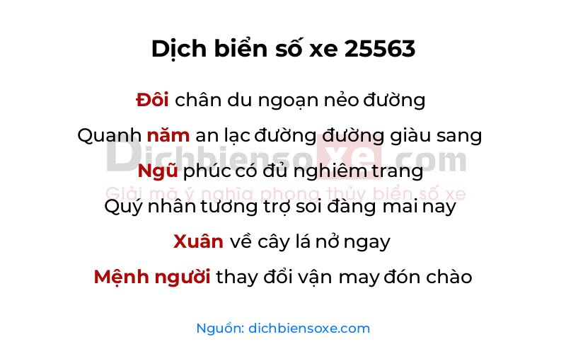 Dịch thơ biển số 25563