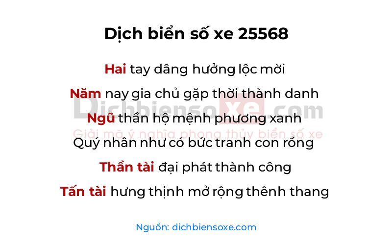 Dịch thơ biển số 25568