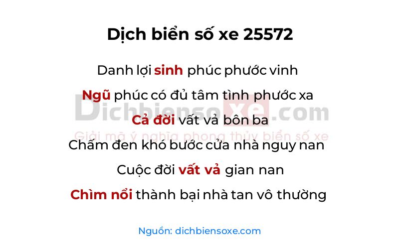 Dịch thơ biển số 25572