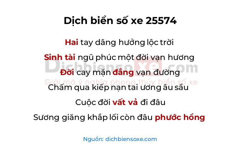 Dịch thơ biển số 25574