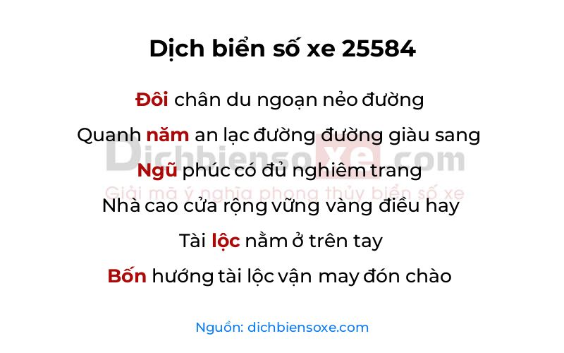 Dịch thơ biển số 25584