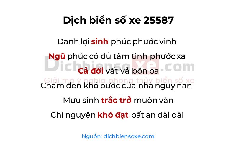 Dịch thơ biển số 25587