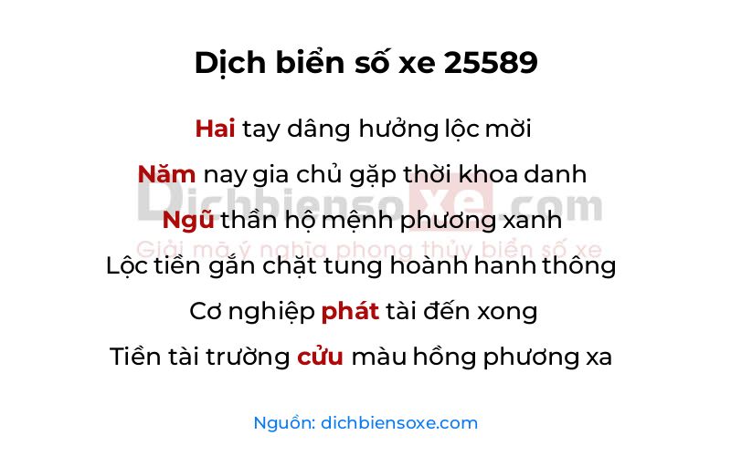 Dịch thơ biển số 25589