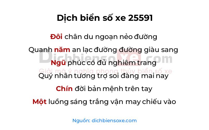 Dịch thơ biển số 25591