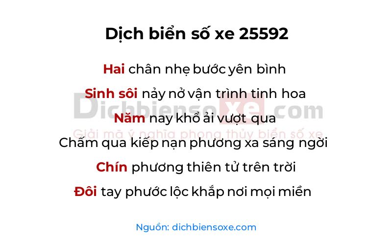Dịch thơ biển số 25592