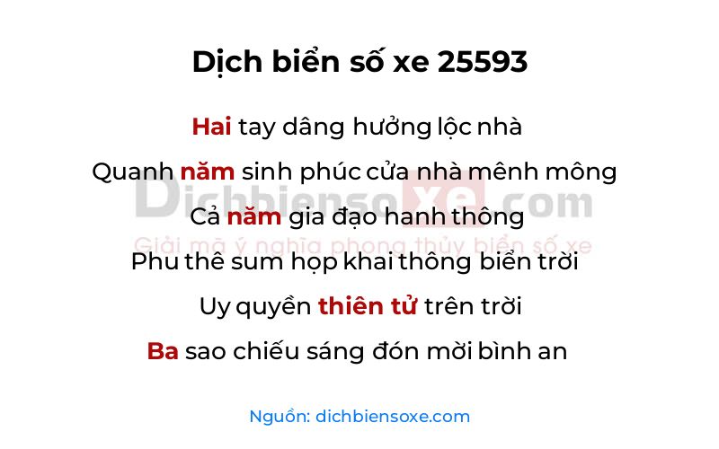 Dịch thơ biển số 25593