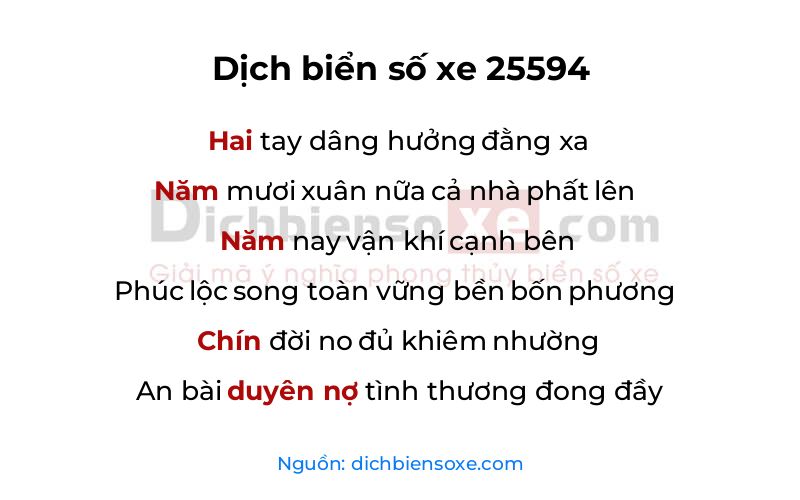 Dịch thơ biển số 25594