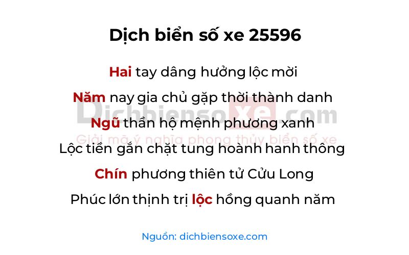 Dịch thơ biển số 25596
