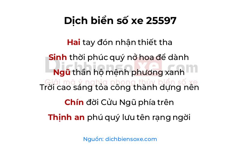 Dịch thơ biển số 25597