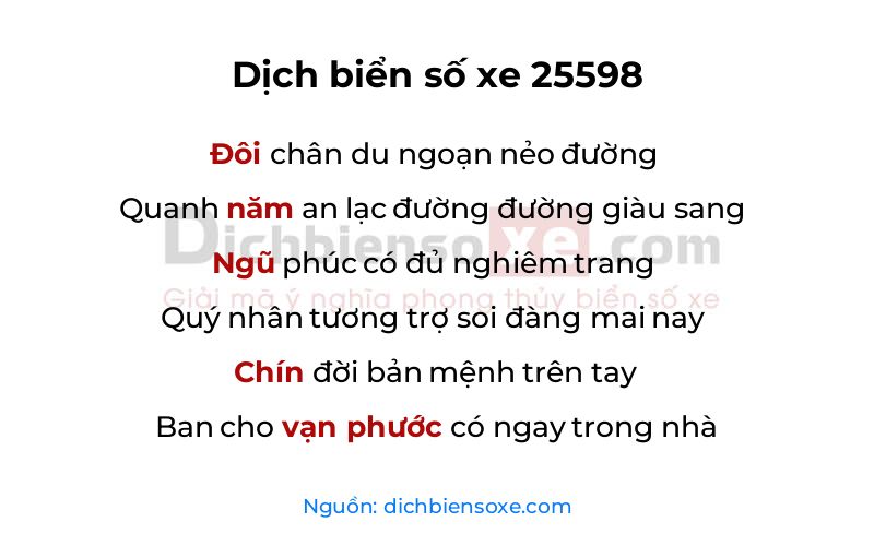Dịch thơ biển số 25598
