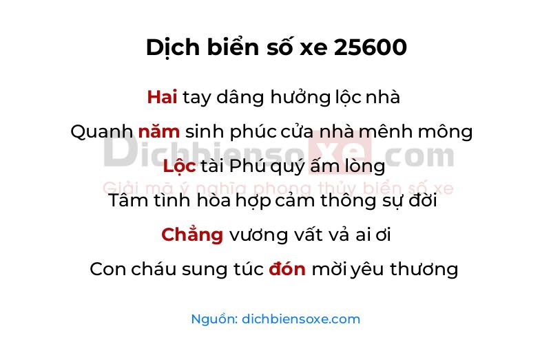 Dịch thơ biển số 25600