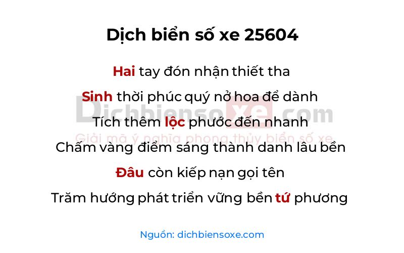 Dịch thơ biển số 25604