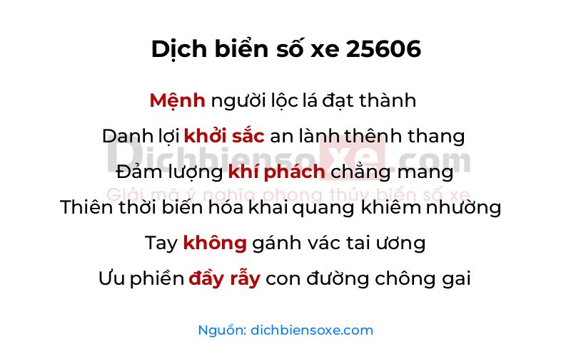 Dịch thơ biển số 25606