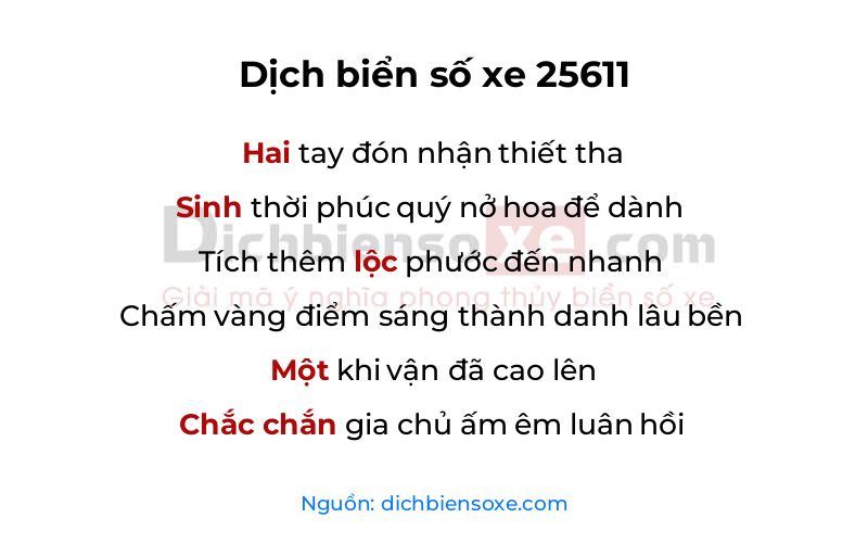 Dịch thơ biển số 25611