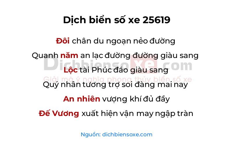 Dịch thơ biển số 25619