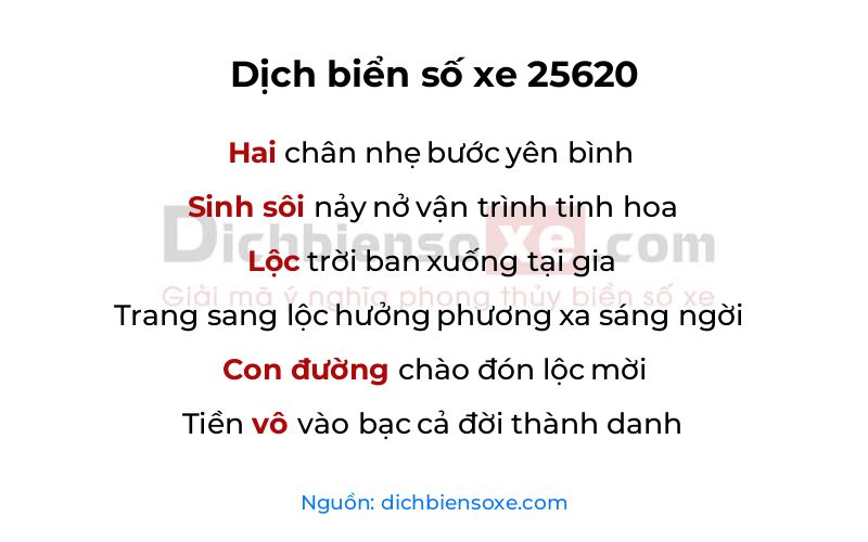 Dịch thơ biển số 25620