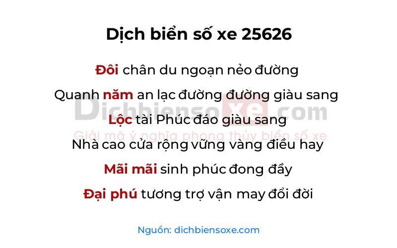 Dịch thơ biển số 25626
