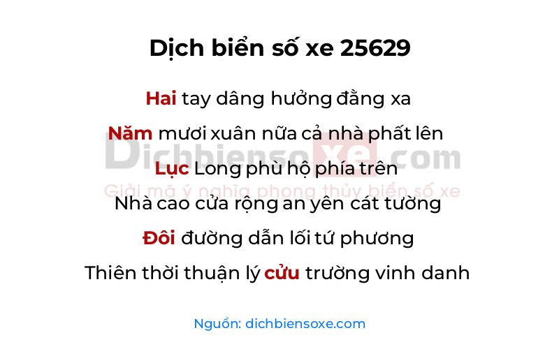 Dịch thơ biển số 25629