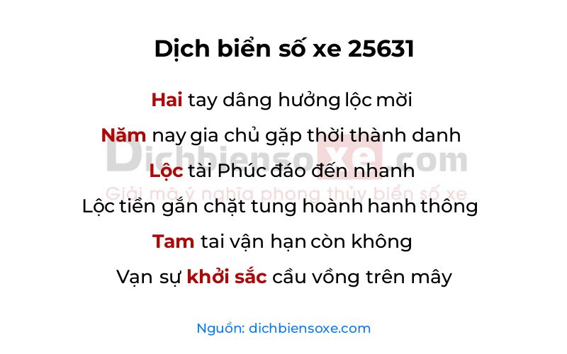 Dịch thơ biển số 25631