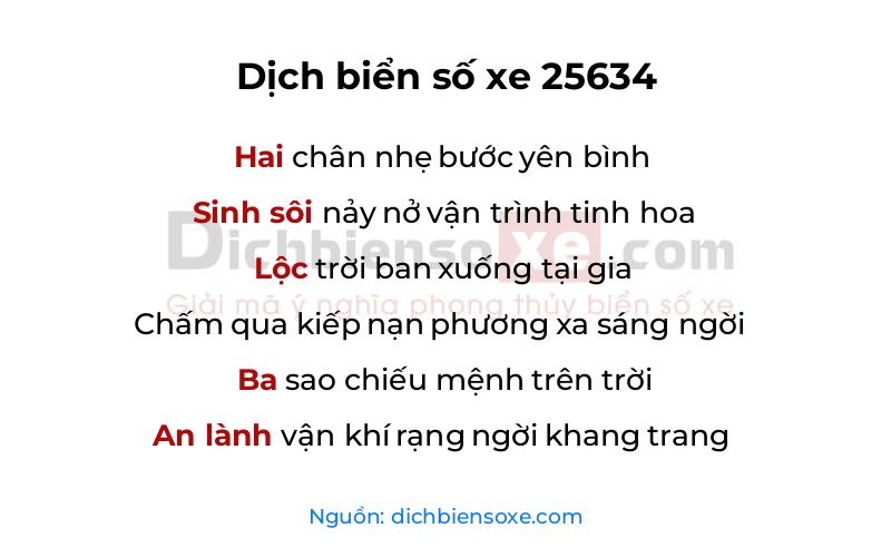 Dịch thơ biển số 25634