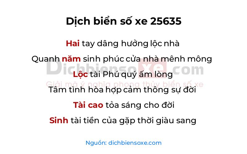 Dịch thơ biển số 25635