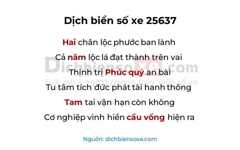 Dịch thơ biển số 25637