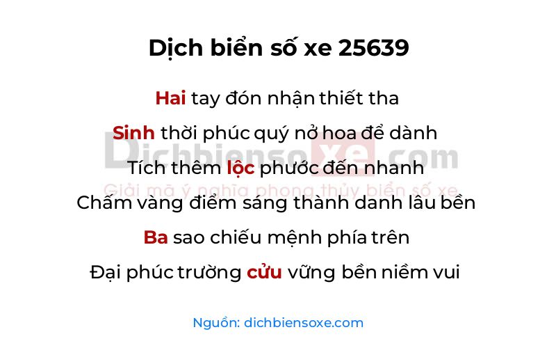 Dịch thơ biển số 25639