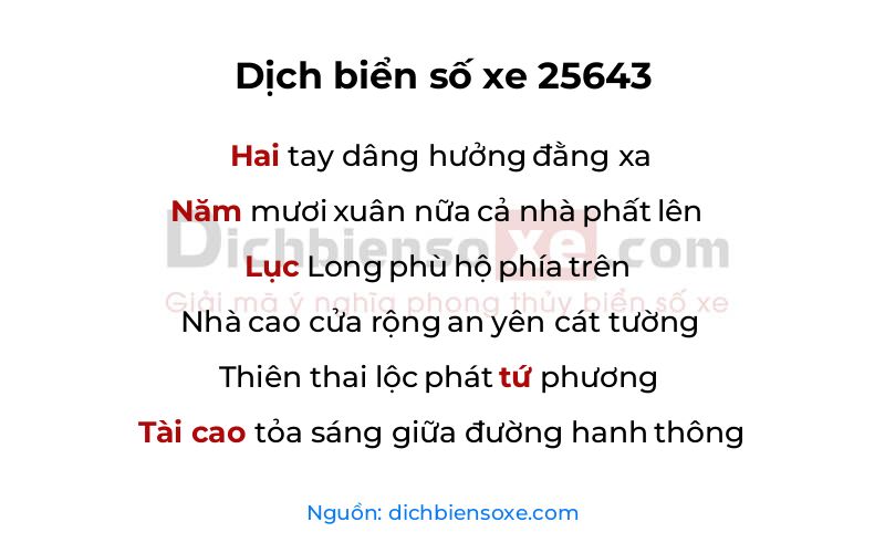 Dịch thơ biển số 25643