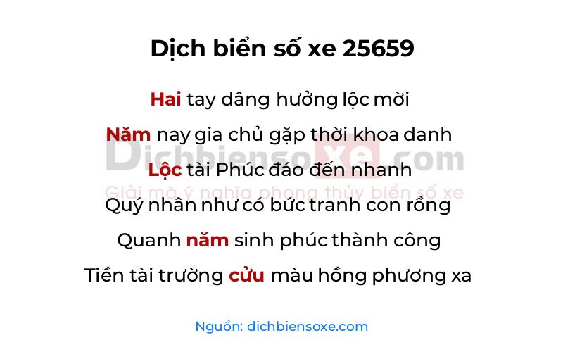Dịch thơ biển số 25659