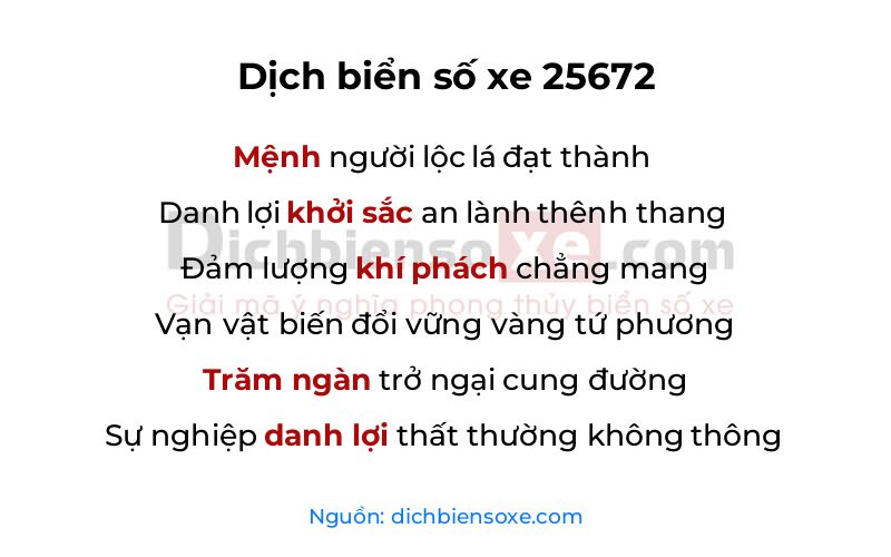 Dịch thơ biển số 25672