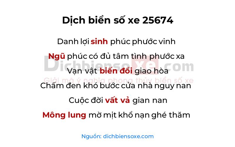 Dịch thơ biển số 25674