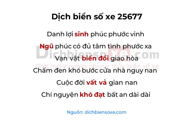 Dịch thơ biển số 25677