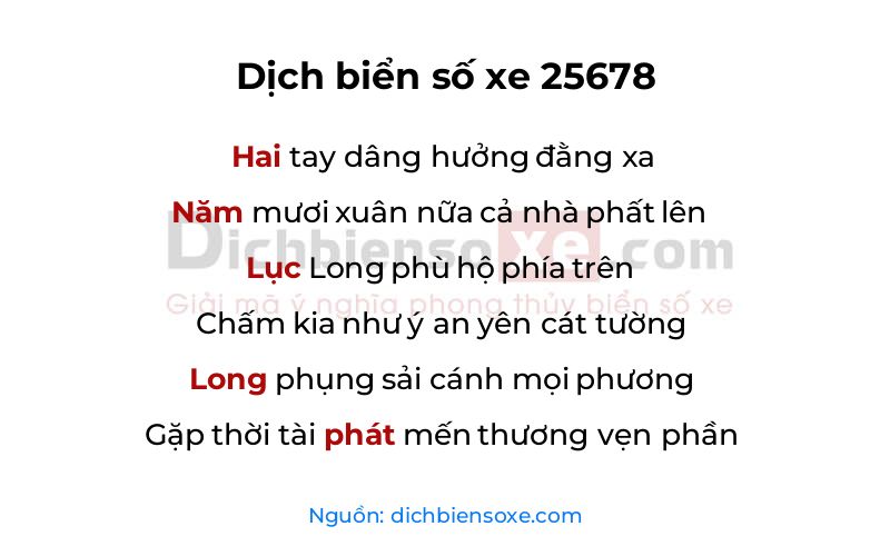 Dịch thơ biển số 25678