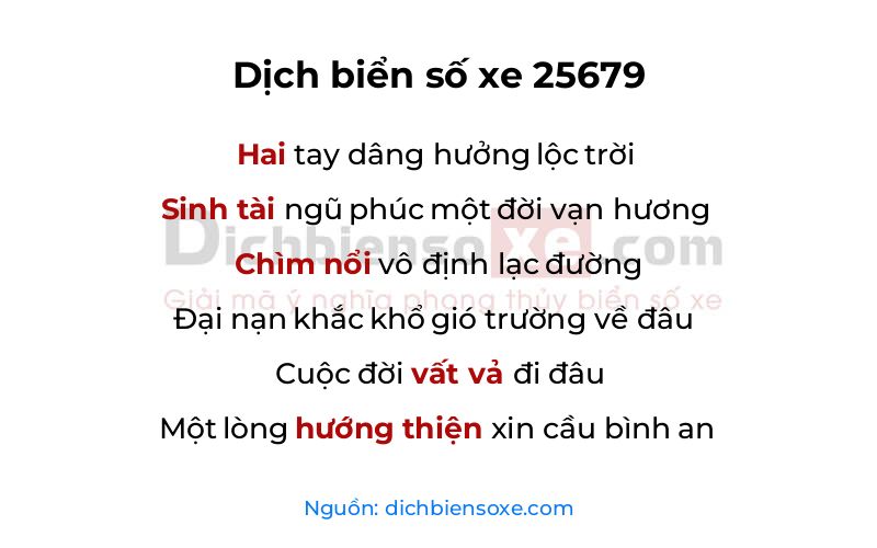 Dịch thơ biển số 25679